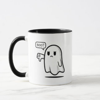 Mug Cute Ghost Saying “Boo?” – Funny Minimal Spooky 