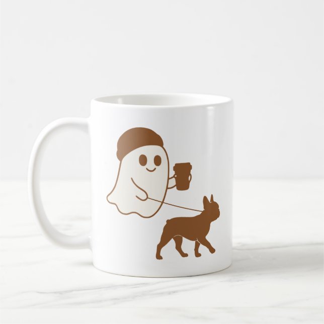 Mug Cute Ghost Walking Frenchie (Gauche)