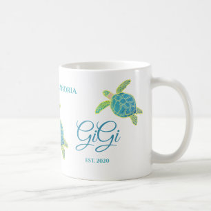 Mug Cute Gigi Tortue de mer Turquoise Aqua bleu turquo