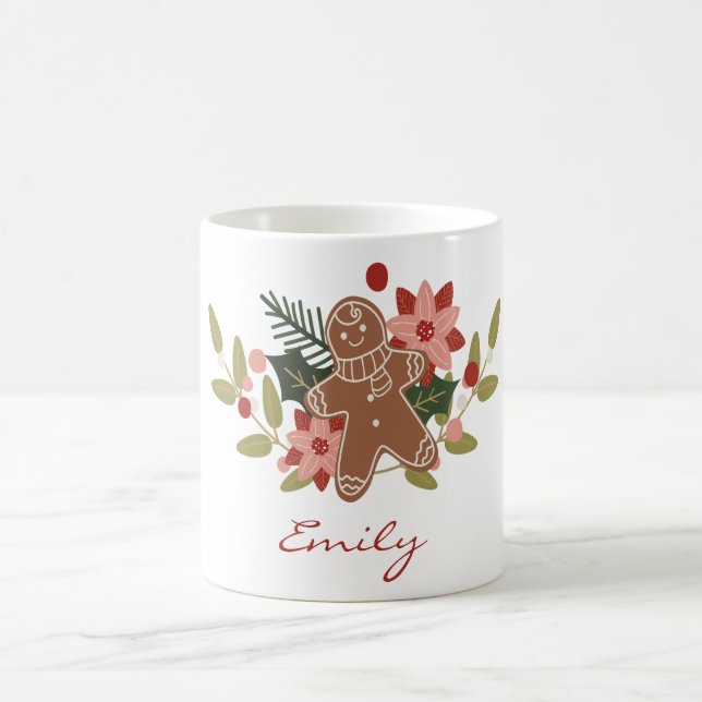 Mug Cute Gingerbread Floral Personalized Christmas  (Centre)