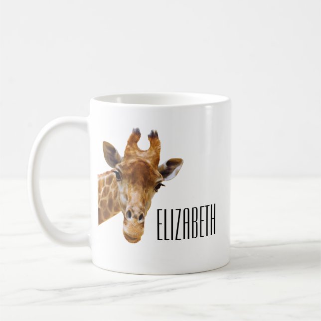 Mug Cute Giraffe Animal Nom personnalisé (Gauche)