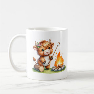 Mug Cute Girly Highland Vache Camping Smores