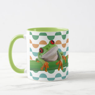 Mug Cute grenouille à arbre rouge coloré géométrique