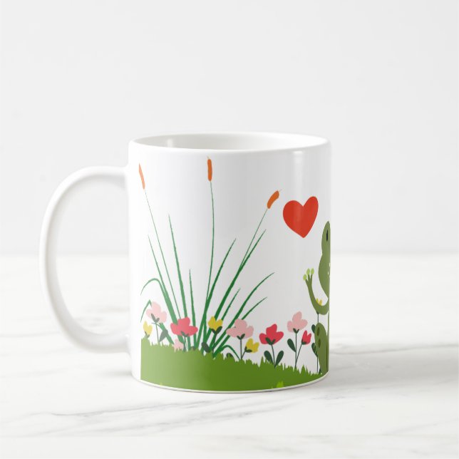 Mug Cute grenouille café/tasse à thé avec le coeur et  (Gauche)