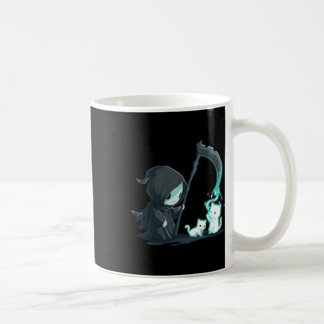 Mug Cute Grim Reaper Squelette Avec Chat Ghost Kawaii  (Droite)
