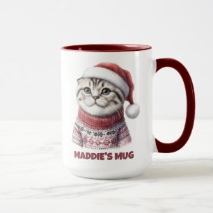 Mug Cute Gris Chat Tabby Kitten avec nom