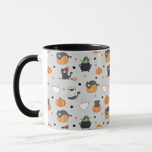 Mug Cute Halloween Chats et Fantômes Motif (Gauche)