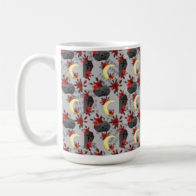 MUG CUTE HALLOWEEN CITROUILLE FLEURS DE CAFFINS (Gauche)
