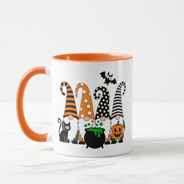 Mug Cute Halloween Gnomes with Cauldron and Pumpkin (Gauche)