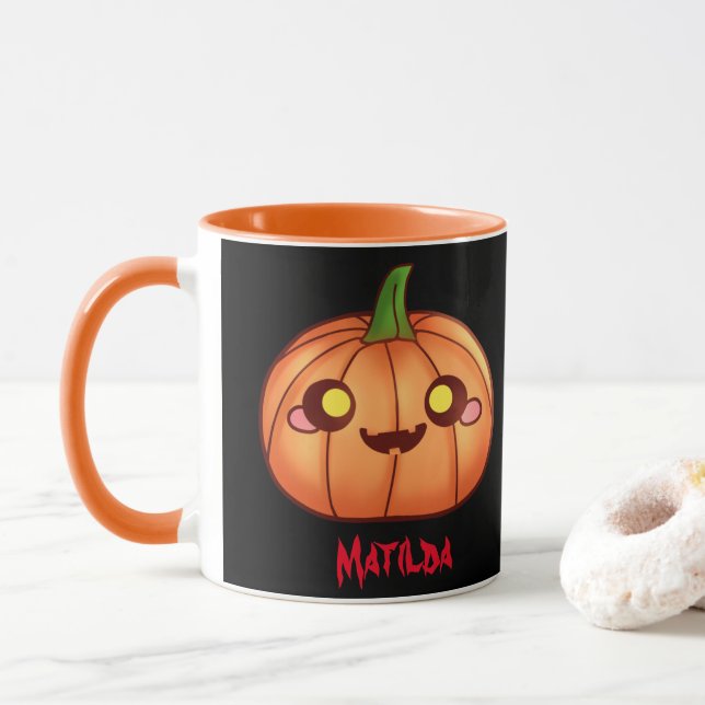 Mug Cute Halloween Jack-o'-lantern (Avec donut)