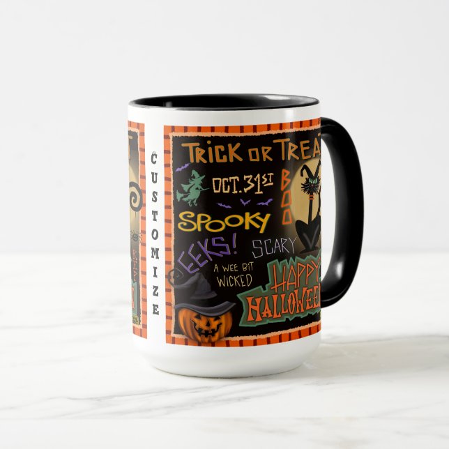 Mug Cute Halloween Spook Chat Fun Citrouille personnal (Devant droit)