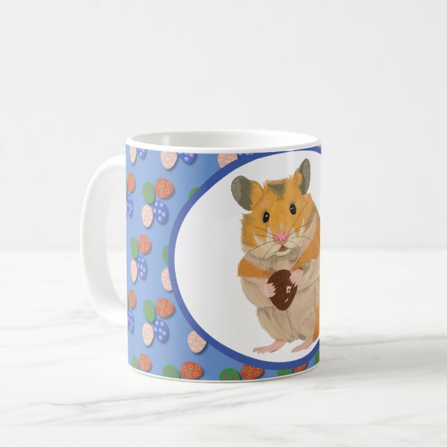 Mug Cute Hamster tenant des oeufs de Pâques Boys (Devant gauche)