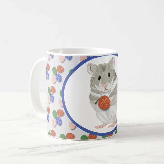 Mug Cute Hamster tenant un oeuf de Pâques (Devant gauche)