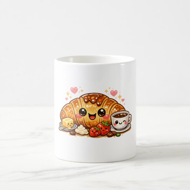 Mug Cute Happy Croissant Coffee Cup (Centre)