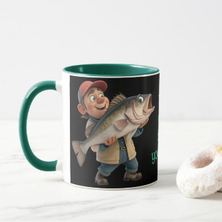 Mug Cute/Happy Fisherman avec un Big Fish Magic Café