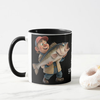 Mug Cute/Happy Fisherman avec un Big Fish Magic Café