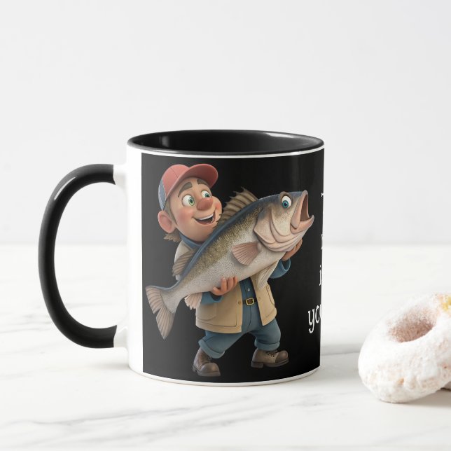 Mug Cute/Happy Fisherman avec un Big Fish Magic Café (Avec donut)