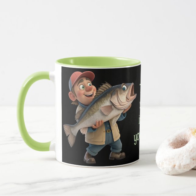 Mug Cute/Happy Fisherman avec un Big Fish Magic Café (Avec donut)
