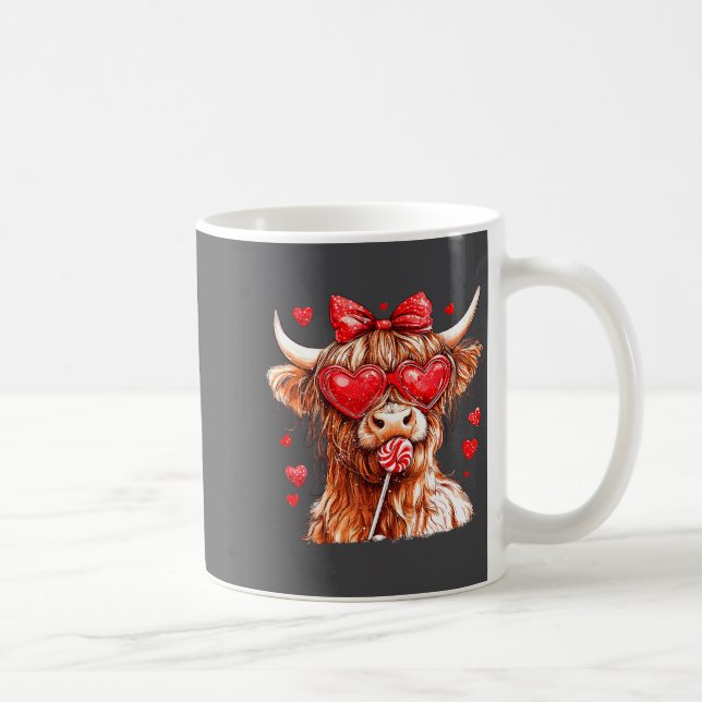 Mug Cute Highland Cow Candy Cane Heart Valentines Day  (Droite)
