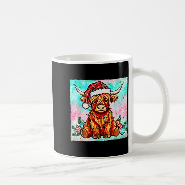Mug Cute Highland Cow Christmas Lights Merry Xmas Cows (Droite)