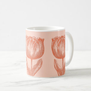 Mug Cute Hollandaise Tulipe Floral Dessin rose Orange