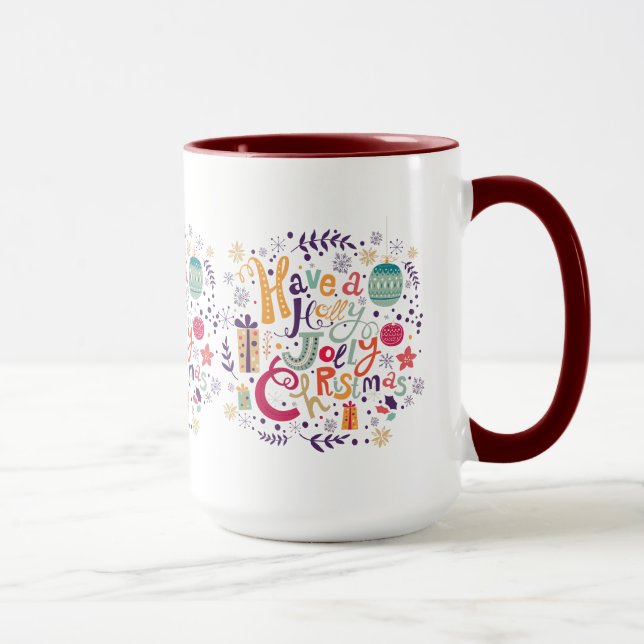 Mug Cute Holly Jolly Retro Design de texte de Noël (Droite)