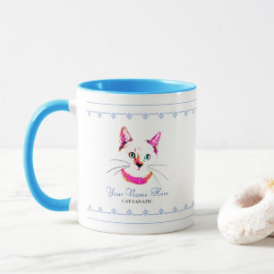 Mug Cute Hot Rose Amoureux des chats Kitty Face Ajoute
