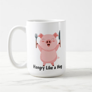 Mug Cute Hungry Piggy Die Cut Sticker