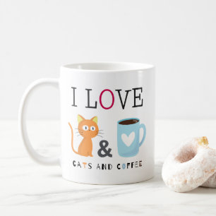 Mug Cute I Love Chats et Café Blanc