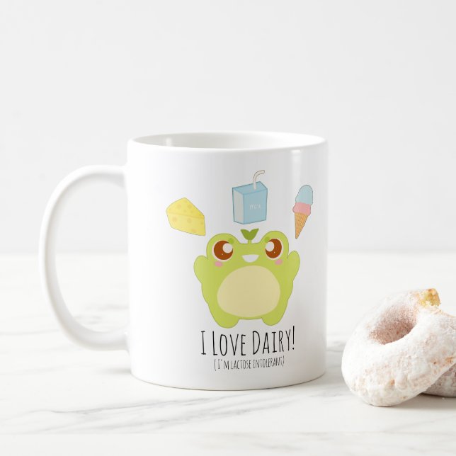 Mug Cute I Love Dairy Traite Frog (Avec donut)