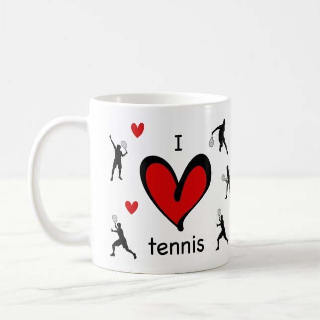 Mug Cute I Love Tennis Motif (Gauche)