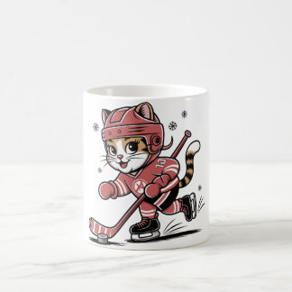 Mug Cute Ice Hockey Cat Player – Fun Sports Cartoon De