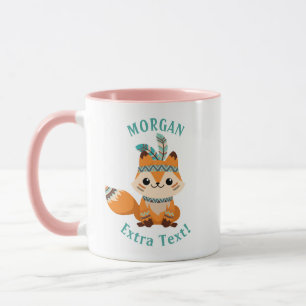 Mug Cute Indian Fox, Personnaliser Nom & Message