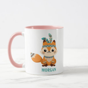 Mug Cute Indian Fox, Personnaliser Nom, Vs 2