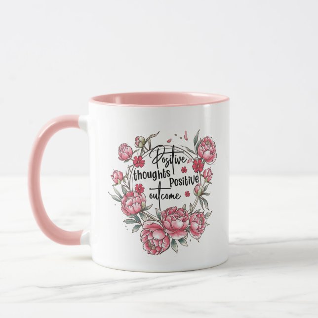 Mug Cute inspirational word art positive thoughts (Gauche)