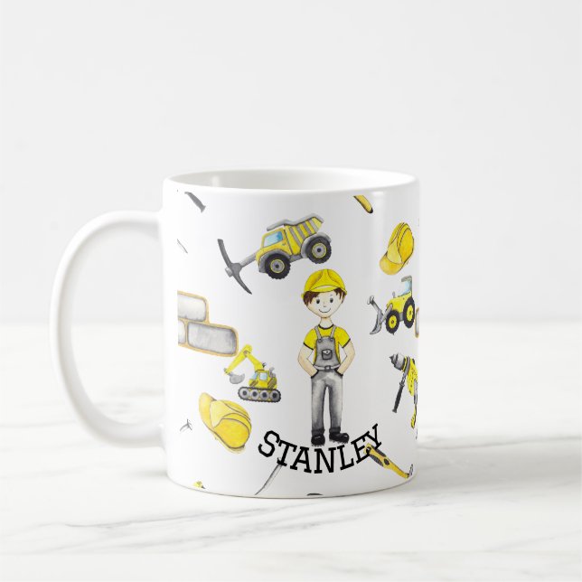 Mug Cute Jaune Construction Camion Motif (Gauche)