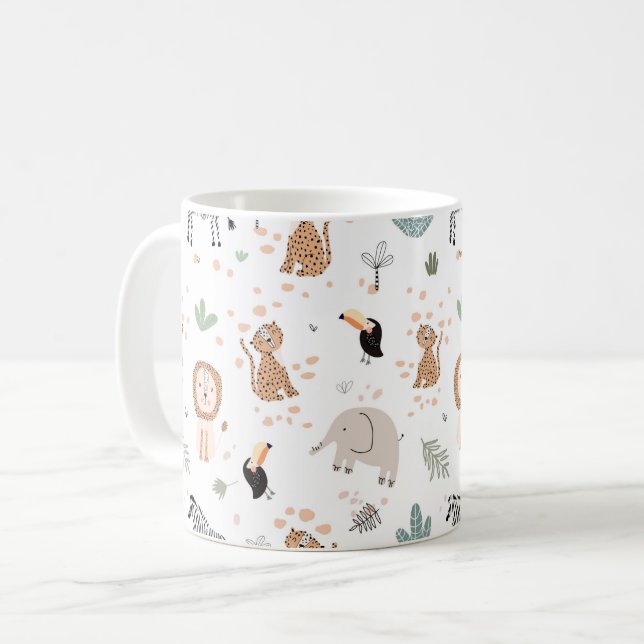 Mug Cute Jungle Rainforest Animaux Motif (Devant gauche)