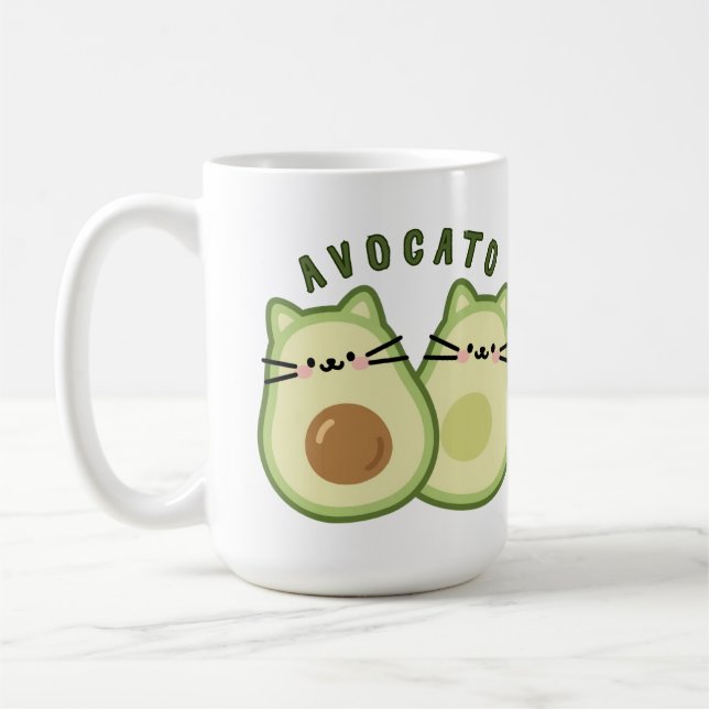 Mug Cute Kawaii Avocado Cat Mashup (Gauche)