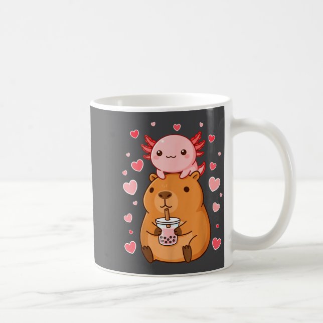 Mug Cute Kawaii Axolotl Capybara Bubble Tea Boys Girls (Droite)