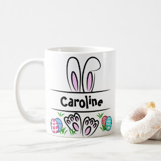 Mug Cute Kawaii Bunny Visage Nom personnalisé Pâques