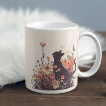 Cute Kawaii Chat dans le champ plein de fleurs