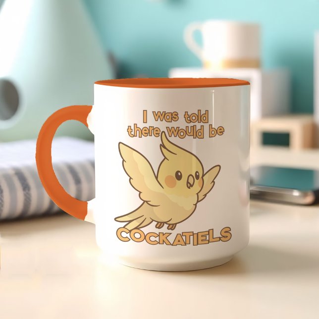 Mug Cute Kawaii Cockatiel Adorable Jaune Oiseau Animal (Personalized kawaii cockatiel mug with soft pastel colors, cute art, and custom name!)
