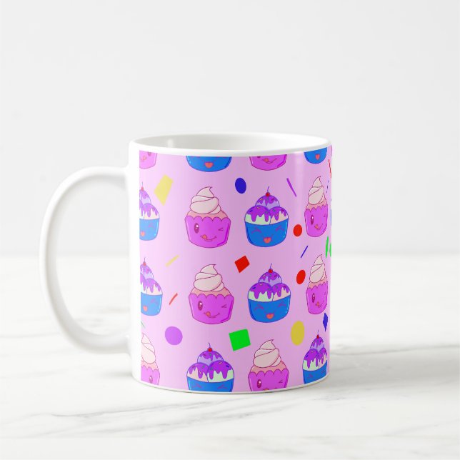 Mug Cute Kawaii Cupcakes sans couture motif (Gauche)