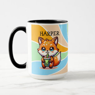 Mug Cute Kawaii Fox avec thé bulle Personnalisé