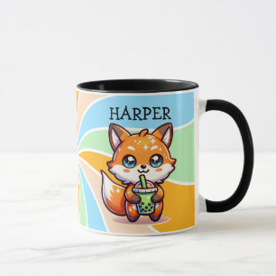 Mug Cute Kawaii Fox avec thé bulle Personnalisé