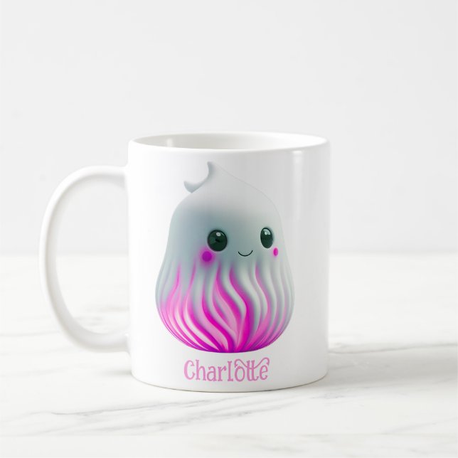 Mug Cute Kawaii Ghost - Personnalisé avec le nom (Gauche)