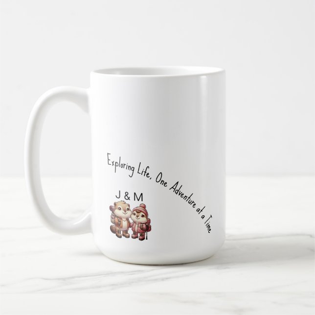 Mug Cute Kawaii Marmot Couple Aventure Randonnée (Gauche)