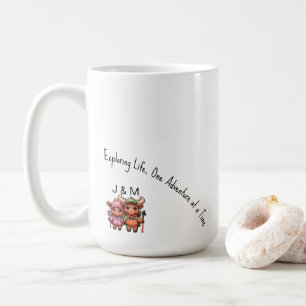 Mug Cute Kawaii Moose Couple Adventure Randonnée