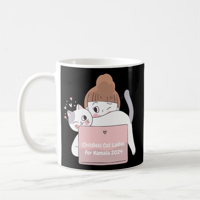 Mug Cute Kawaii Style Enfless Chat Lady pour Kamala (Gauche)