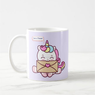 Mug Cute Kawaii Unicorn Love Illustration